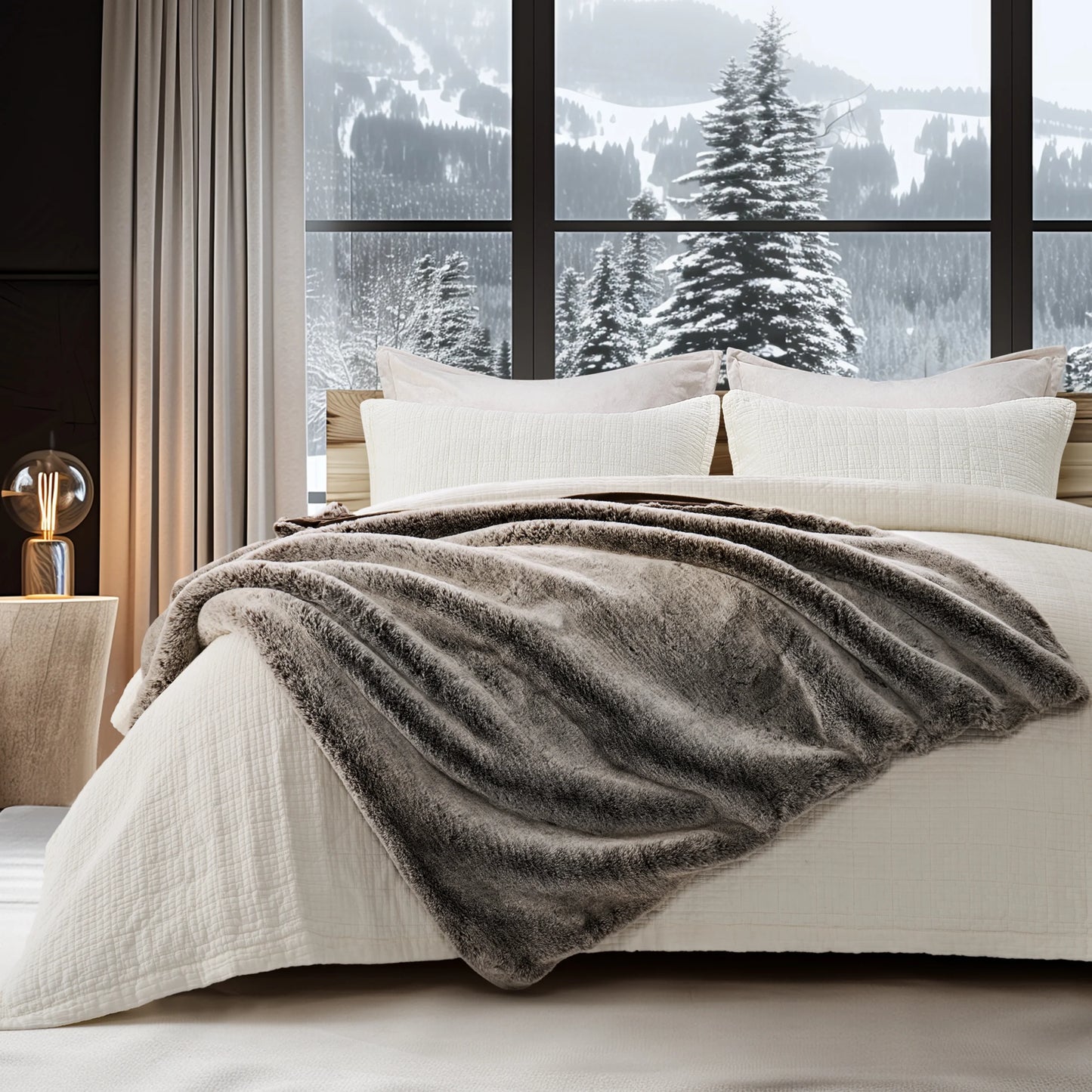 Luxury Mink Faux Fur Throw, 50"X60"